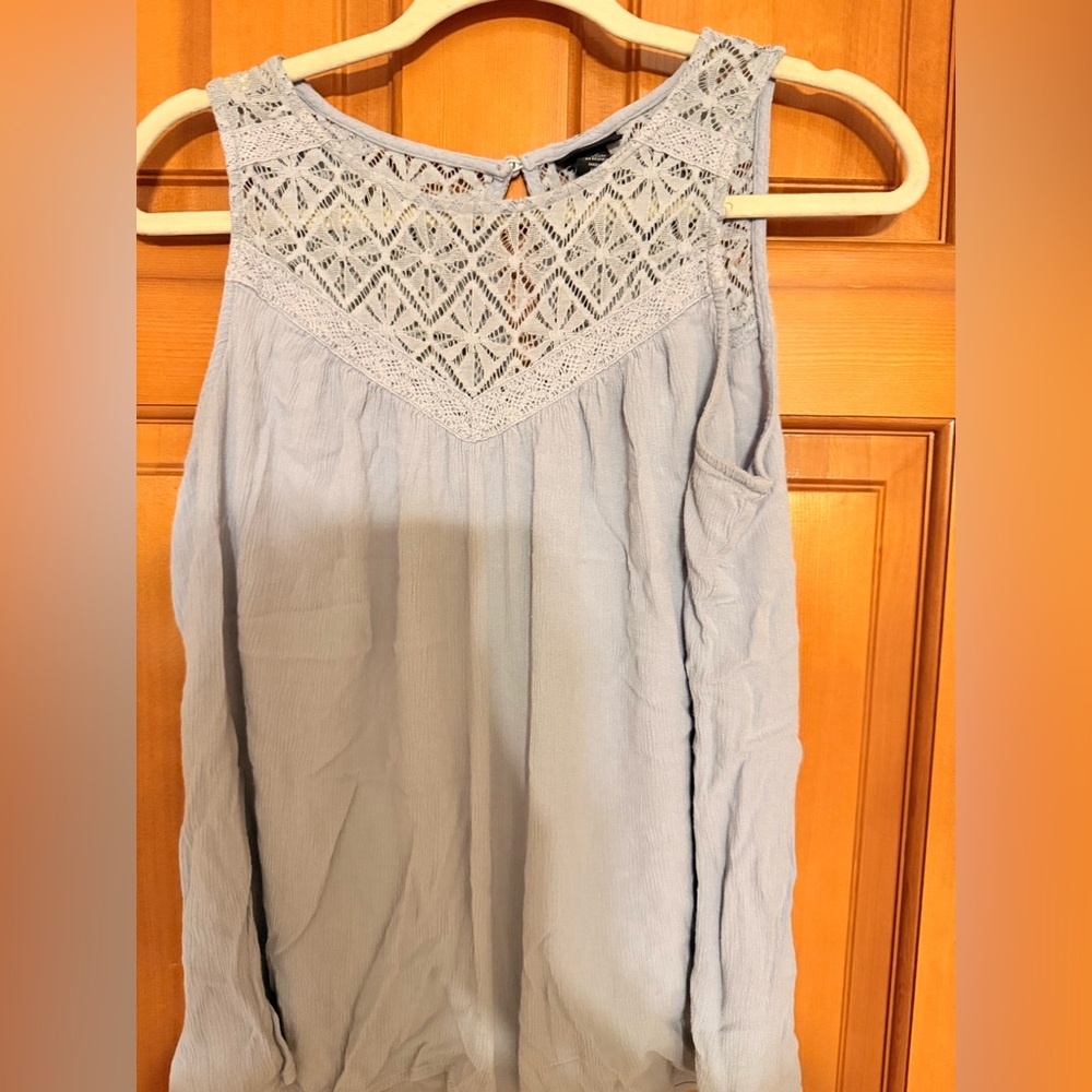 Torrid Light Blue Lace Accent Blouse